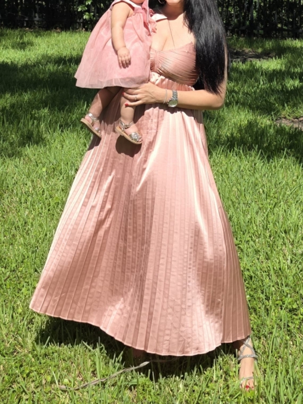 Blush Pink Pleated Maxi Dress